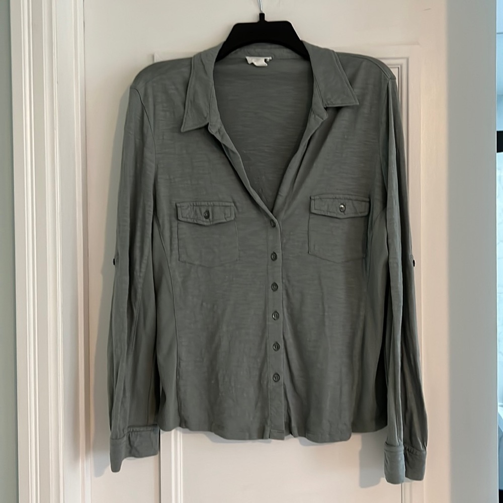 Calson button down cotton/modal shirt, sz L